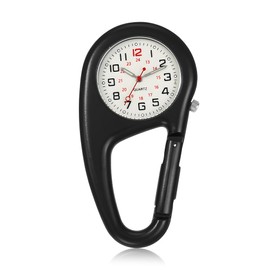 yotutun Pocket Watch with Carabiner, Nurse Watch, Digital Nurse Watch, Carabiner Watches, Luminous Heart Rate Monitor Nurses for Men Women Climbing Doctor Nurse, black