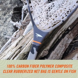 WETFLY Titanium Carbon Fiber Fishing Net - Lightweight Durable Floating with Lanyard (Camo, XD)