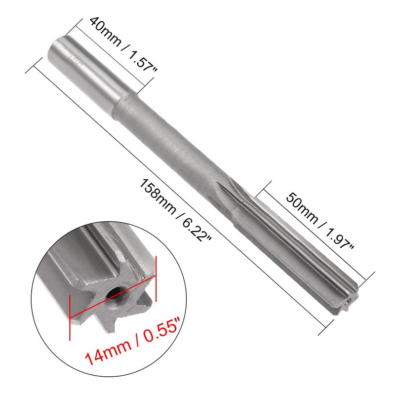 sourcing map Direct Shank HSS H7 Clamping 14 mm Cutting
