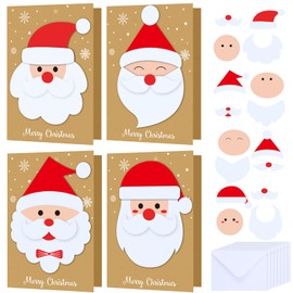Dispowreath 24 Pcs DIY Christmas Card Making Kits with Envelopes DIY Christmas Craft Make Your Own Santa Claus Greeting Card Making Supplies for Holiday DIY Christmas Xmas Party Decoration Party Favor