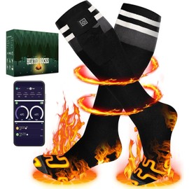 Heated Socks for Men Women with APP Control 7.4V 6000mAh 17H Heat Socks 10s Fast Heating Rechargeable Skiing Socks 5-Level Temperature Washable Electric Foot Warmers for Hiking Camping Black XL
