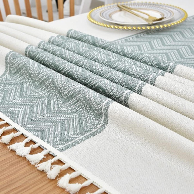 Yofori Cotton Blend Table Cloth for Square Tables Solid Embroidery