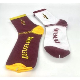 Evergreen 2 pairs Cleveland Cavaliers basketball crew socks mens/boys 6.5-10.5 wine/gold