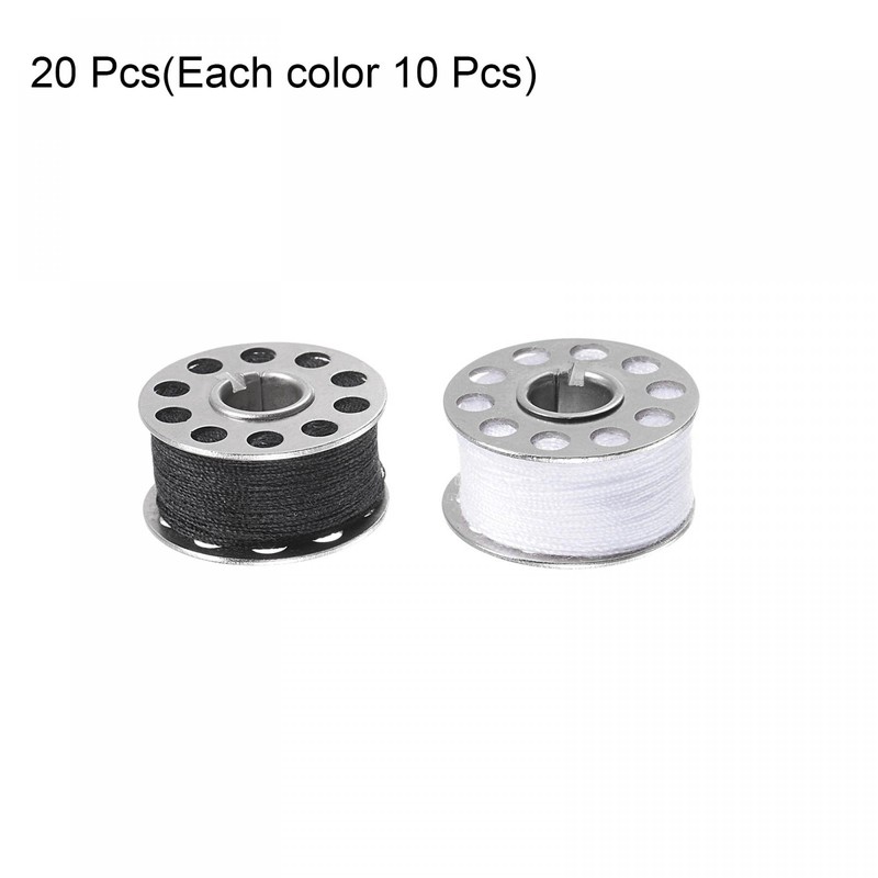 sourcing map Pack of 20 Metal Bobbins and Preplayed Sewing