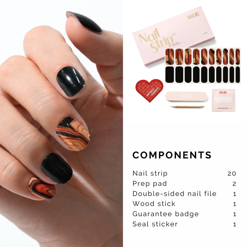 NAILOG Gel Nail Seal Curing Type (20 Pieces), Long Lasting,