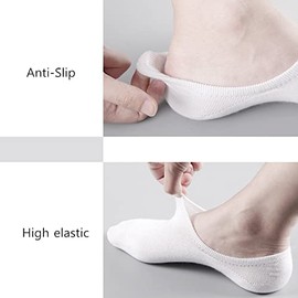 Invisible No Show Cotton Ankle Socks | 10 Pairs | Low Cut Non Slip for Women - White
