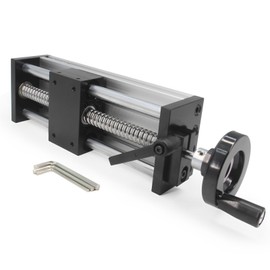 Yeebyee 150mm Effective Stroke Length Linear Rail Guide Double Optical Axis Linear Slide Rail Ballscrew SFU1605 with Manual Sliding Table for CNC Router Machine (Size:150mm)