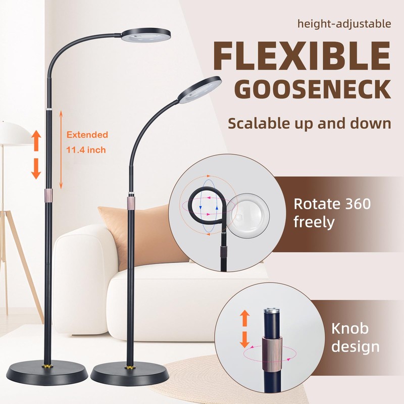 30X 10X Large Floor Magnifying Glass with Light and Stand,