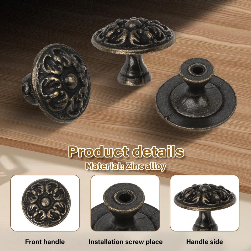 ShipeeKin 6 x Retro Antique 30 mm Furniture Knobs Drawer
