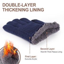 FORVEVO Men's Winter Gloves with Warm Fleece Lining, Thermal Touchscreen Knitted Gloves for Women, navy
