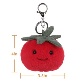 Apricot Lamb Cute Toys Plush Red Tomato Stuffed Vegetable Soft Keychain for Kids Bag, Purse, Backpack, Handbag (Delicious Tomato，4 Inches)