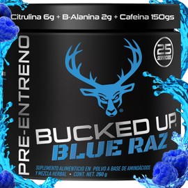 Bucked Up Pre Entreno Pre Workout | Beta Alanina, Citrulina y Cafeina Anhidra Microencapsulada | Entrenamientos, Energía, Desempeño y Vascularidad Más Intensos | Delicioso Polvo Sabor (Blue Razz)