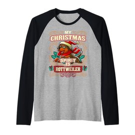 Rottweiler My Christmas Spirit Dog Santa Claus Elf Reindeer Raglan Baseball Tee