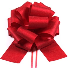 Tunhad Pull Bows, Red Bows for Gift Wrapping, Gift Bows, Gift Wrap Bows, Gift Wrapping Pull Bow for Wedding Birthday Anniversary Christmas Party Decoration, 5PCS
