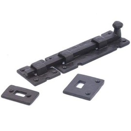 Van Dyke's Restorers Rustic Vintage Iron Flush or Offset Surface Bolt for Gates, Doors, and Cabinets, Flush Surface - Black Powder Coat, 8"