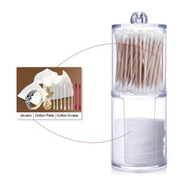 SagaSave 2-in-1 Clear Acrylic Cotton Buds Makeup Storage Box for Storage of Cosmetics Cotton Ball Swab Holder Paper Towel Storage