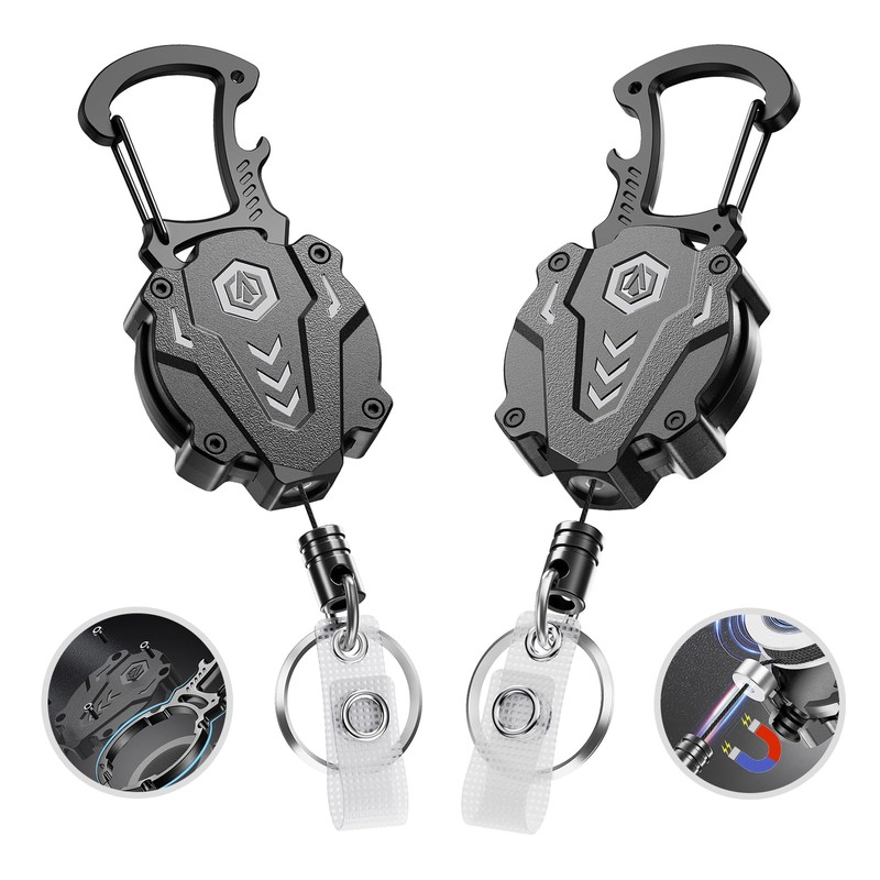 Autonomier 2Pack Heavy Duty Retractable Keychain, Tactical ID Badge Holder