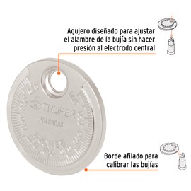 Truper CAL-R, Calibrador redondo para bujías, Lectura en milímetros y pulgadas