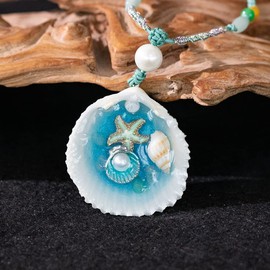 Da Piao Liang Beach Nautical Ocean Pendant Starfish Conch Necklace For Women Ocean Lovers Jewelry Gifts