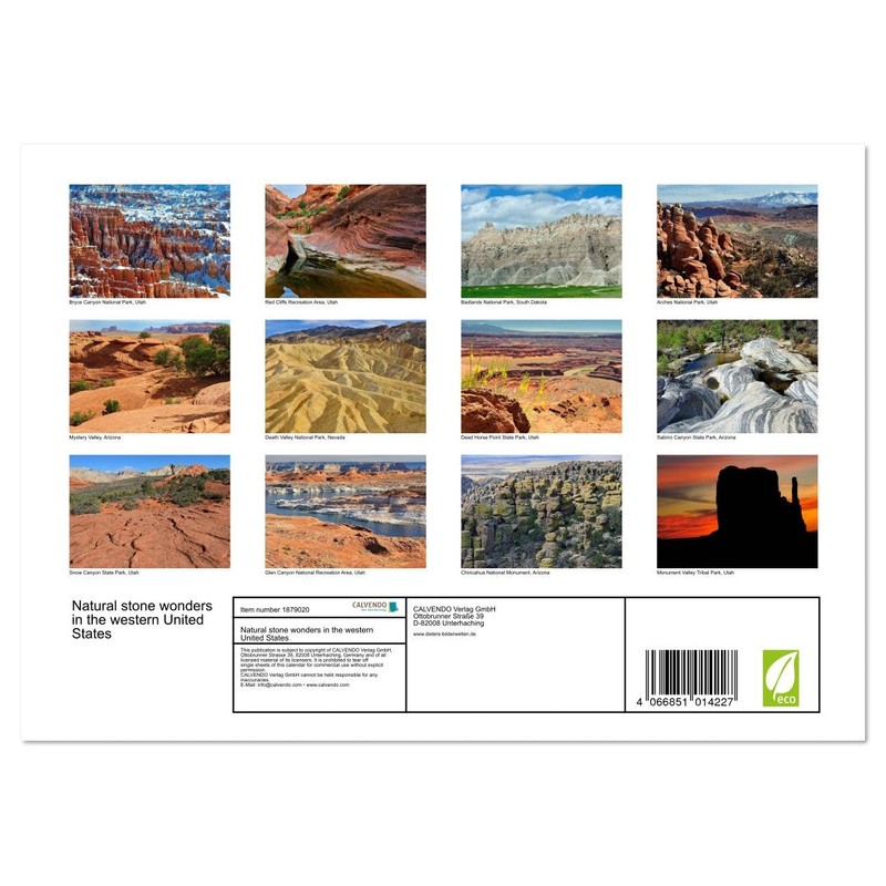 Natural stone wonders in the western United States (Monthly Wall