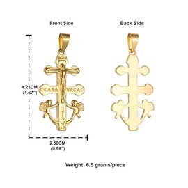 COTTVOTT Cruz De Caravaca Cross Jesus Crucifix Charm Pendant Catholic Caravaca Double Cross with Angels Pendant Necklace Religious Jewelry Making (gold tone-L)