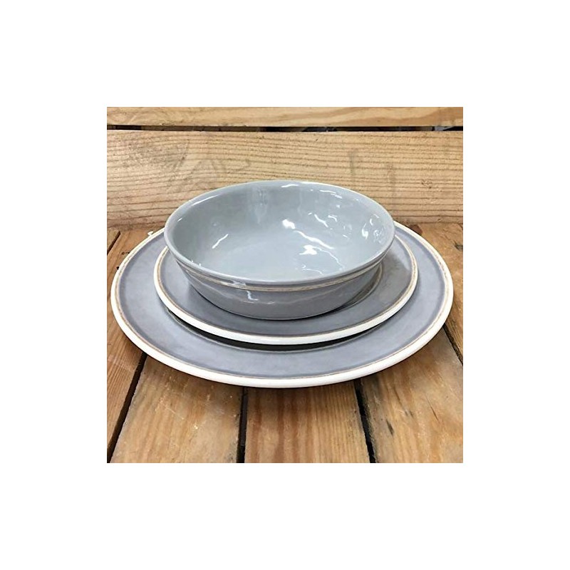 12 Piece Melamine Dinnerware Set, Gray