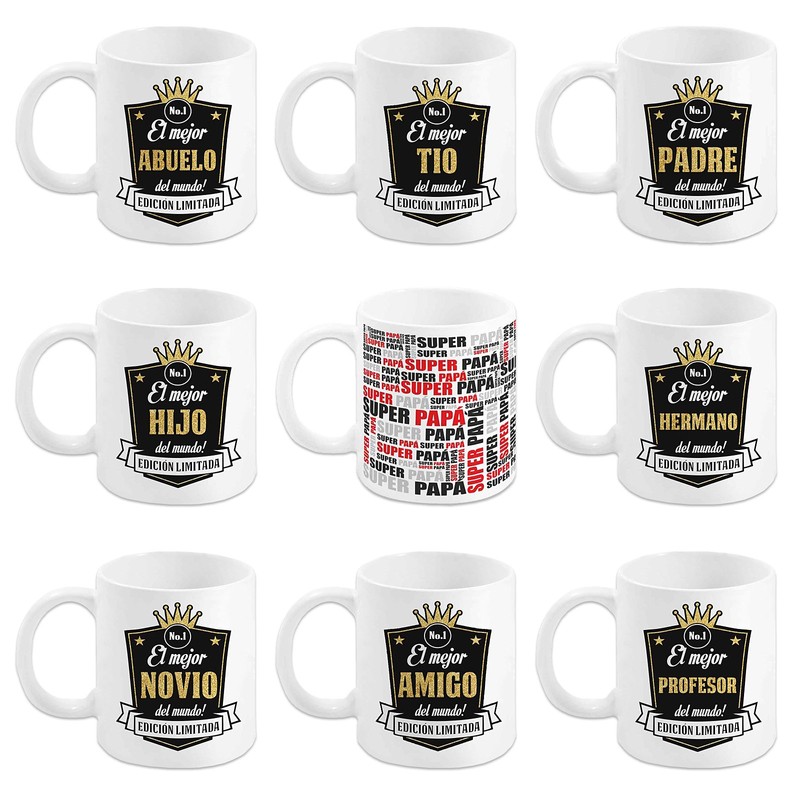 Collection of mugs for Best Parents (Spanish phrasing) Mejor PADRE