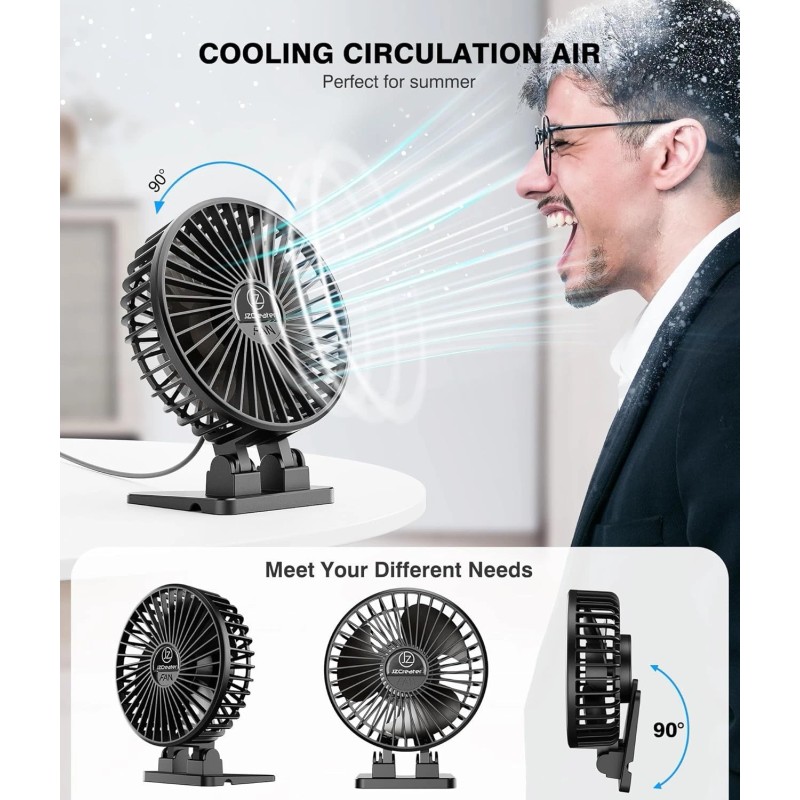 USB Desk Fan, Mini Portable, 3 Speeds Desktop Table Cooling,