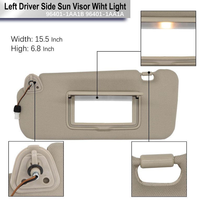 CRAZYPARTS Left Driver Side Sun Visor Compatible with Nissan Murano