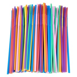 100 PCS 0.23 inches in diameter 13inch Extra Long Straws Flexible Plastic Straws, Colorful Disposable Bendy Party Fancy Straws Party Decorations (100, Multicolor)