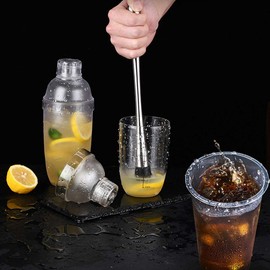Cocktail Shaker, Clear Resin Cocktail Shaker Hand Drink Mixer Boba Tea Shaker Cup Wine Mixer Bottle with Scale and Strainer Top for Home Use (1000ml)