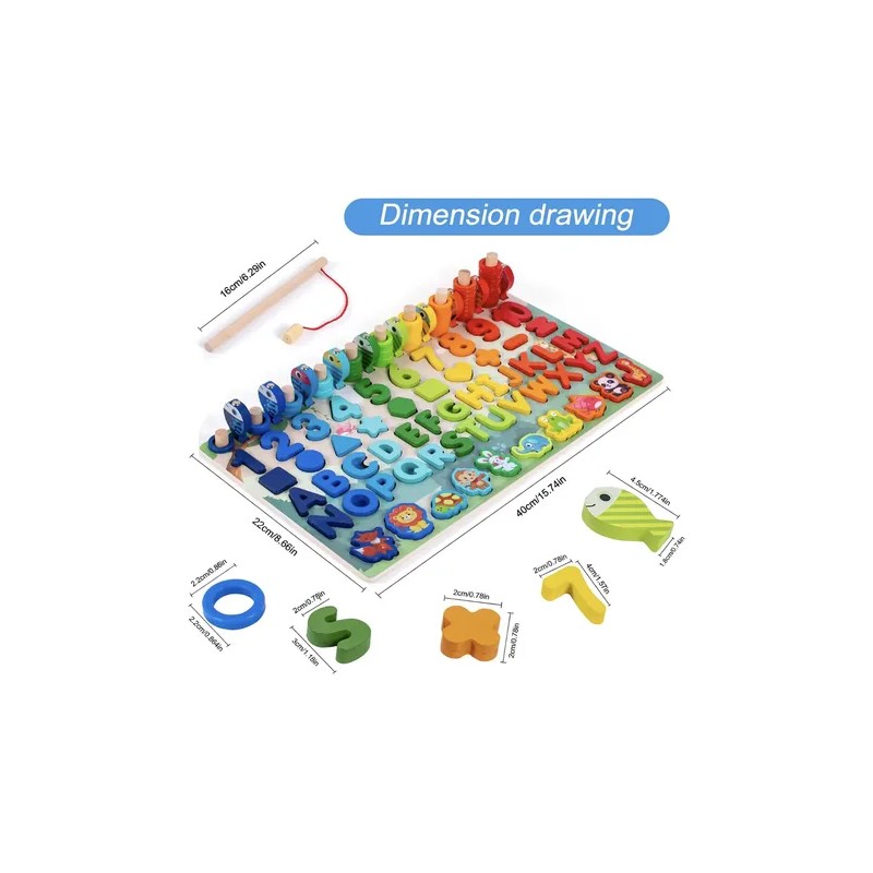 Tablero Multi-juegos De Madera Montessori Aprendizaje Pesca