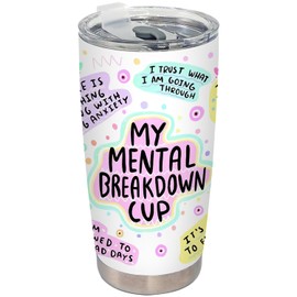 Behifl Boho Stainless Steel Tumbler with Lid and Straw - 20oz Mental Health Cup - Positive Affirmation Gifts for Women
