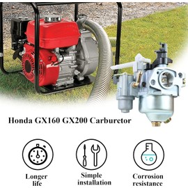 GX160 Carburetor Compatible with Honda GX120 GX200 Carb 5.5HP 6.5HP 7HP Harbor Freight Predator 212cc Engine 16100-ZH8-W61