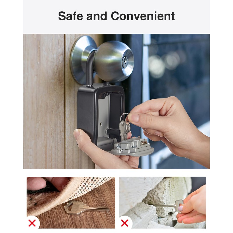 Puroma Key Lock Box, 4-Digit Combination Key Storage Lockbox, Portable