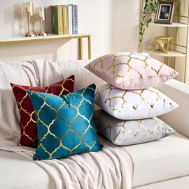 Wosendy Black Gold Velvet Throw Pillow Covers Decorative 20x20 Set of 2 Square Pillow Covers Case Luxury Super Soft Cushion Covers Modern Home Decor for Couch Cushion Livingroom Bedroom