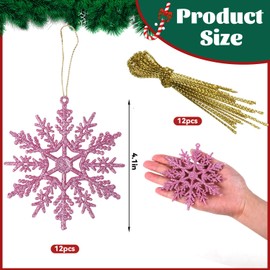 SULOLI 12PCS Glitter Snowflake Hanging Decorations(Purple)