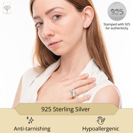 925 Sterling Silver Sectioned Cocktail Boho Rings for Women | Large Chunky Silver Statement Rings for Women Size 8 by MAX + STONE