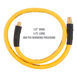 ViperFlex 24421 Air Compressor Hose, 1/2" x 4Ft Hybrid Polymer Air Hose for Pneumatic Tools, Flexible to -30°F with 300 PSI Rating and Abrasion-Resistant Cover