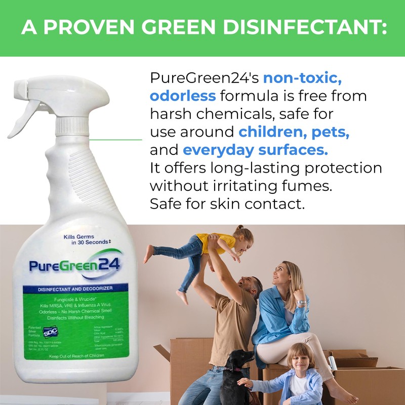 PURE GREEN 24 Safe & Effective Disinfectant. Kills Deadly Germs