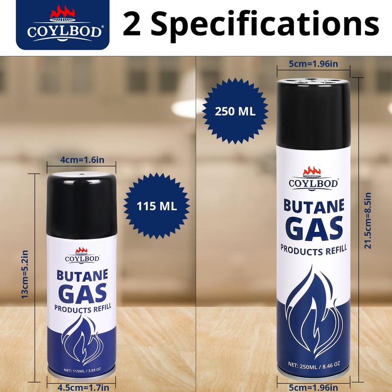 CoYlBod Butane Refill, Premium Butane Fuel 115 ml, 99.99% Pure