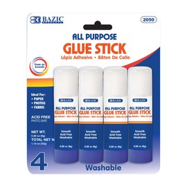 BAZIC Premium Glue Stick 8g/0.28 Oz,White Glue Sticks, Multi-Purpose Acid Free, for Photos Paper Art Craft at School Home Office (4/Pack), 1-Pack