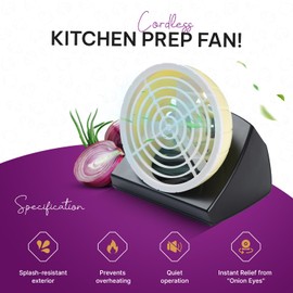 Fanion Cordless Kitchen Prep Fan - Portable Fan for Cutting Onions Without Tears - Cute Onion-Shaped Fanion for Comfortable Cooking & Meal Preparation - Portable Battery Operated Fan (Sweet)