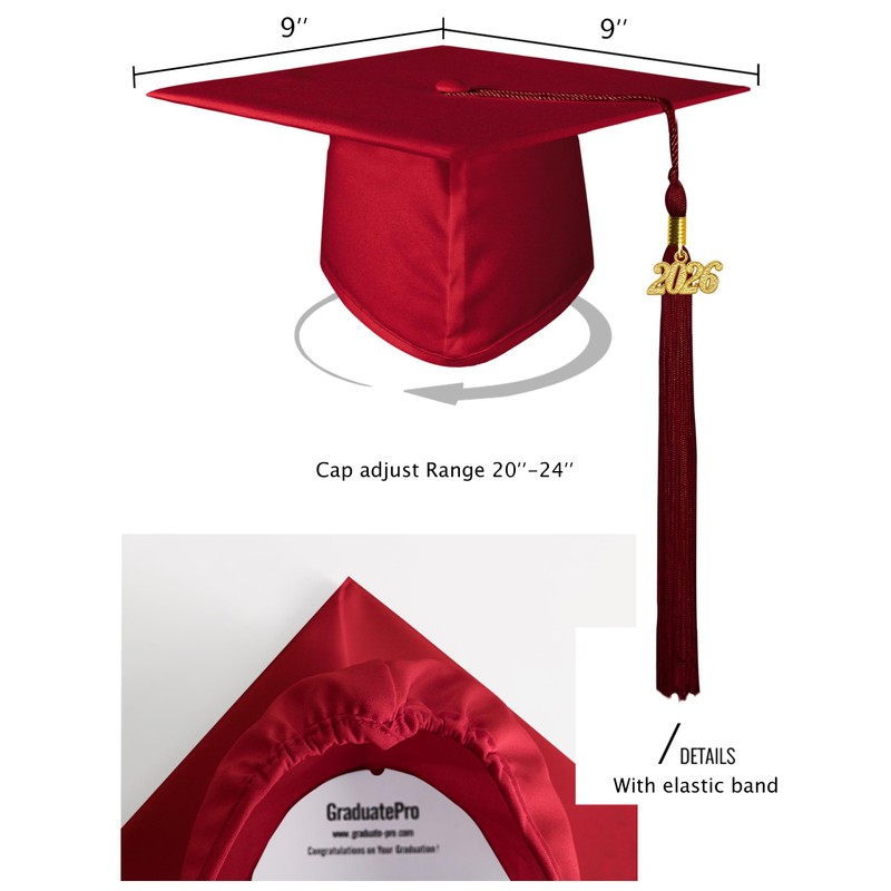 GraduatePro Matte Graduation Cap and Gown 2026 Set Bulk with