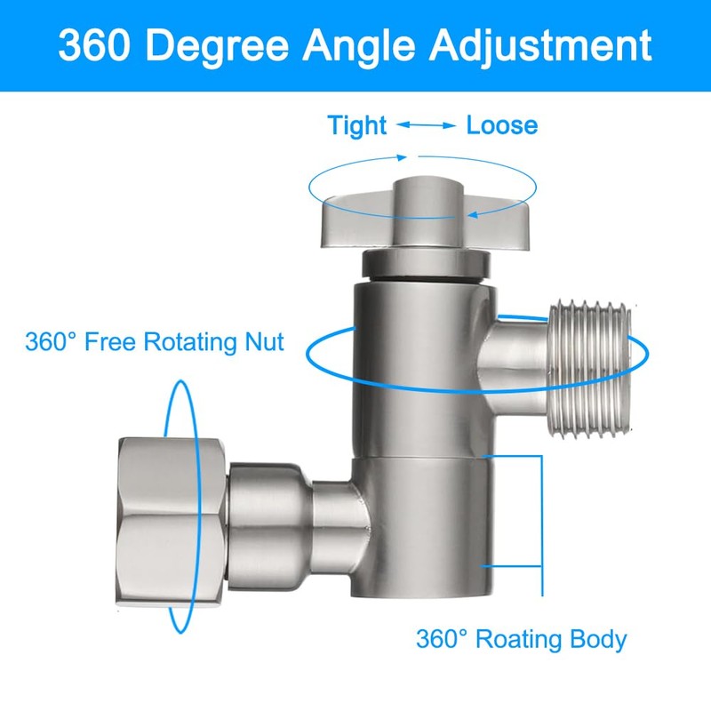 All Metal Adjustable Shower Angle Adapter, 360° Adjustable Swivel Shower