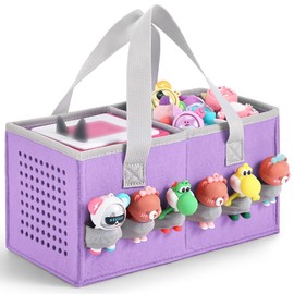 Portable Carrying Case Compatible with Toniebox Starter Set and Tonies Figurines,Travel Felt Cloth Musical Toy Folding Bag for Toniebox Accessories (Light Purple)