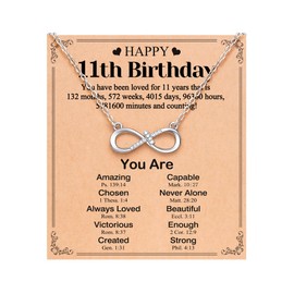 UNGENT THEM Gifts for 11 Year Old Girl Birthday Gifts Ideas Necklace 11th Birthday Decorations for Girls Ages 11