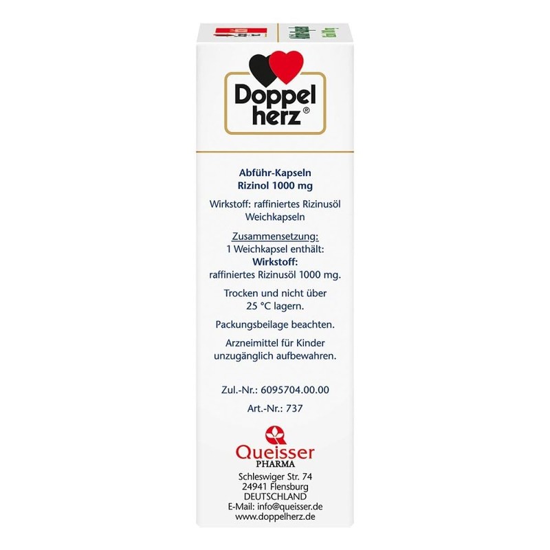 Double Heart Abführ Capsules Rizinol 1000mg Pack of 30