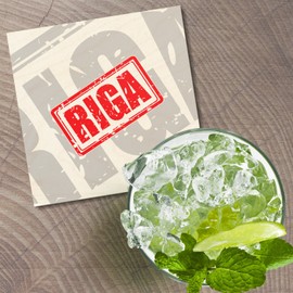 Unbranded Riga Grunge Travel 4'' X 4'' Square Wooden Coaster