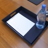 Dacasso A1333 Leatherette Serving Tray with Handles Black